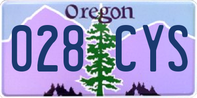 OR license plate 028CYS