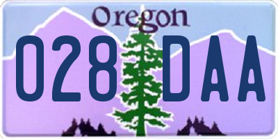 OR license plate 028DAA