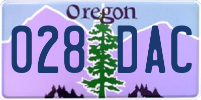 OR license plate 028DAC