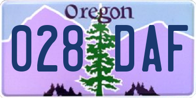 OR license plate 028DAF