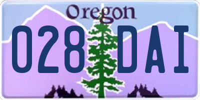 OR license plate 028DAI