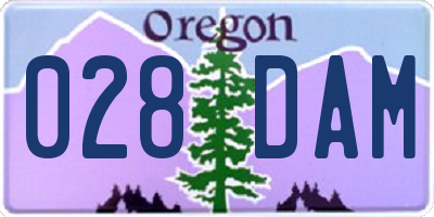 OR license plate 028DAM