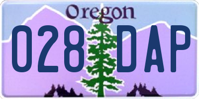 OR license plate 028DAP