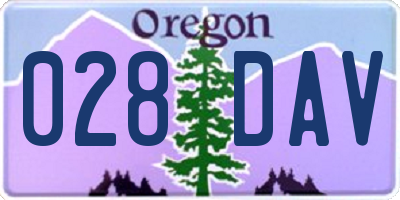 OR license plate 028DAV