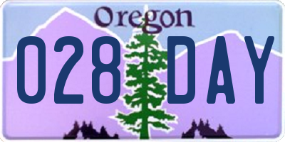 OR license plate 028DAY