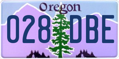 OR license plate 028DBE