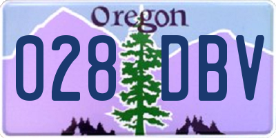 OR license plate 028DBV