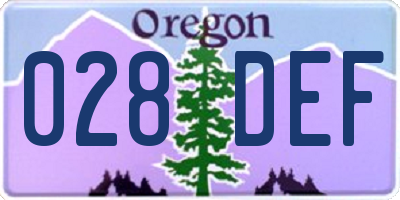 OR license plate 028DEF