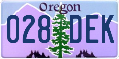 OR license plate 028DEK