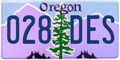 OR license plate 028DES
