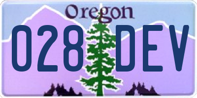 OR license plate 028DEV