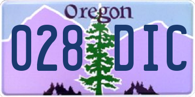 OR license plate 028DIC