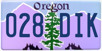 OR license plate 028DIK