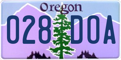 OR license plate 028DOA