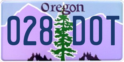 OR license plate 028DOT