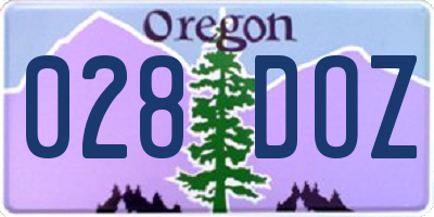 OR license plate 028DOZ