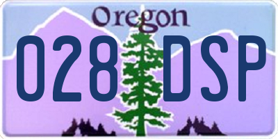 OR license plate 028DSP