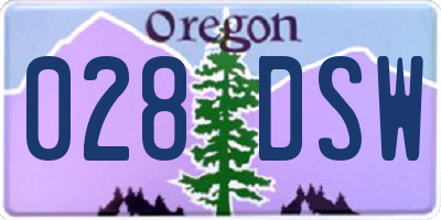 OR license plate 028DSW