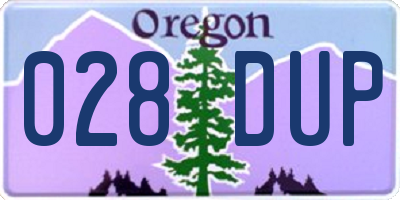 OR license plate 028DUP