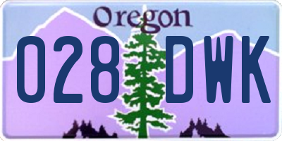 OR license plate 028DWK