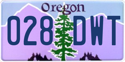 OR license plate 028DWT