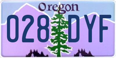OR license plate 028DYF