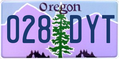 OR license plate 028DYT