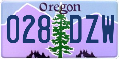 OR license plate 028DZW