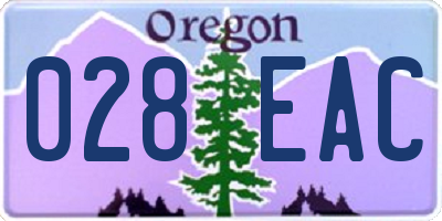 OR license plate 028EAC