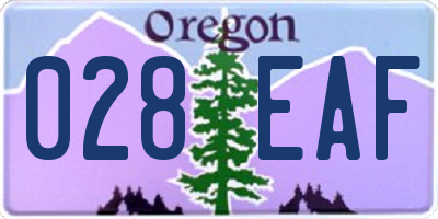 OR license plate 028EAF