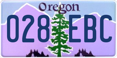 OR license plate 028EBC