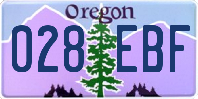 OR license plate 028EBF