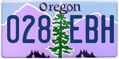 OR license plate 028EBH