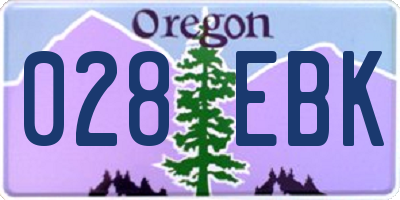 OR license plate 028EBK