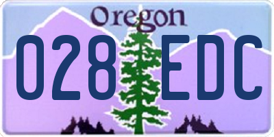 OR license plate 028EDC
