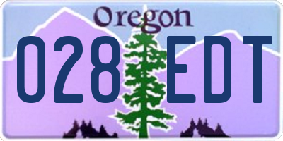 OR license plate 028EDT