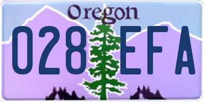 OR license plate 028EFA