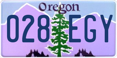 OR license plate 028EGY