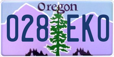 OR license plate 028EKO
