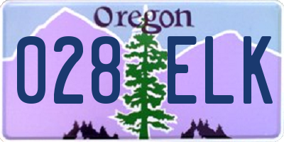 OR license plate 028ELK