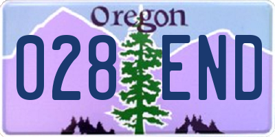 OR license plate 028END