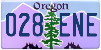 OR license plate 028ENE