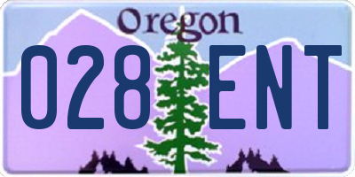 OR license plate 028ENT