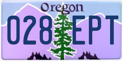 OR license plate 028EPT