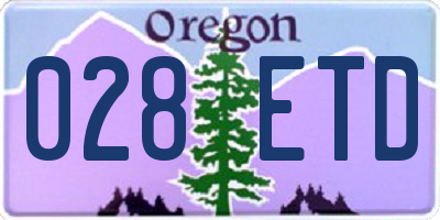 OR license plate 028ETD