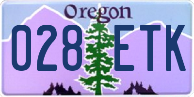 OR license plate 028ETK