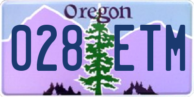OR license plate 028ETM