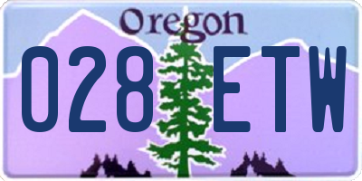 OR license plate 028ETW
