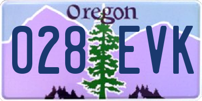OR license plate 028EVK