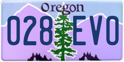 OR license plate 028EVO
